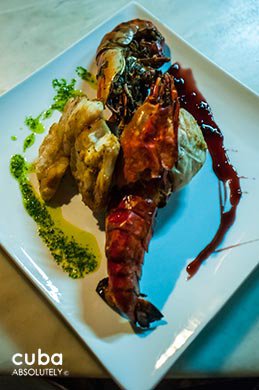 Lobster dish at La fontana restaurant in Miramar© Cuba Absolutely, 2014