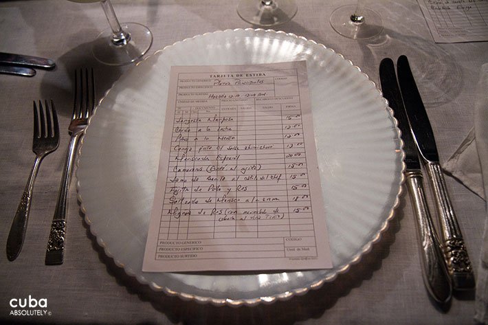 menu on a dish in Chansonier restaurant in Vedado © Cuba Absolutely, 2014