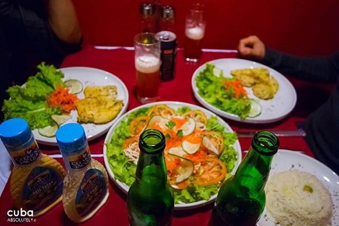 Food at La boca del lobo restaurant in Vedado© Cuba Absolutely, 2014