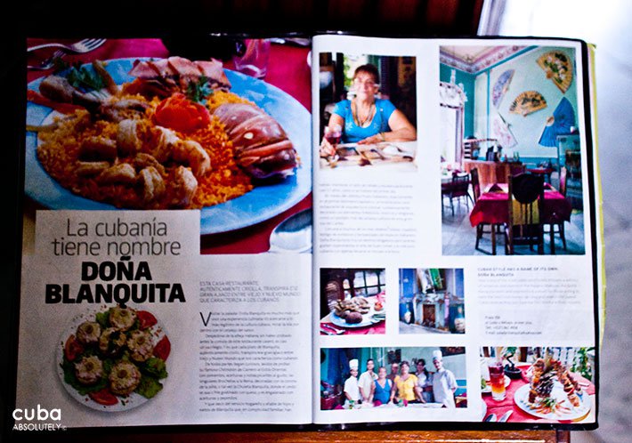 Menu of Doña Blanquita restaurant in Old Havana © Cuba Absolutely, 2014