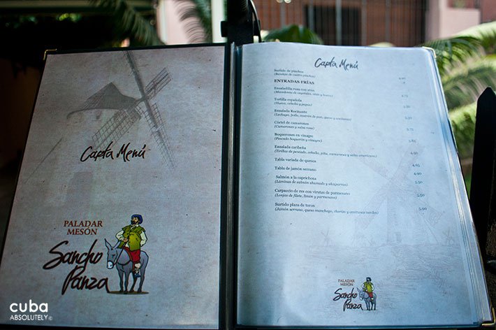 Menu at a restaurant © Cuba Absolutely, 2014