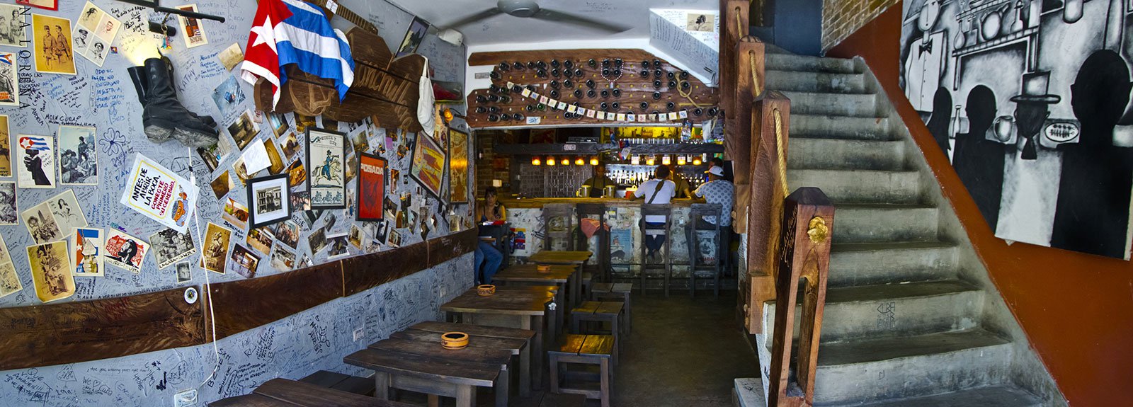 Chanchullero restaurant in Old Havana, spanish tavern style, wood decoration