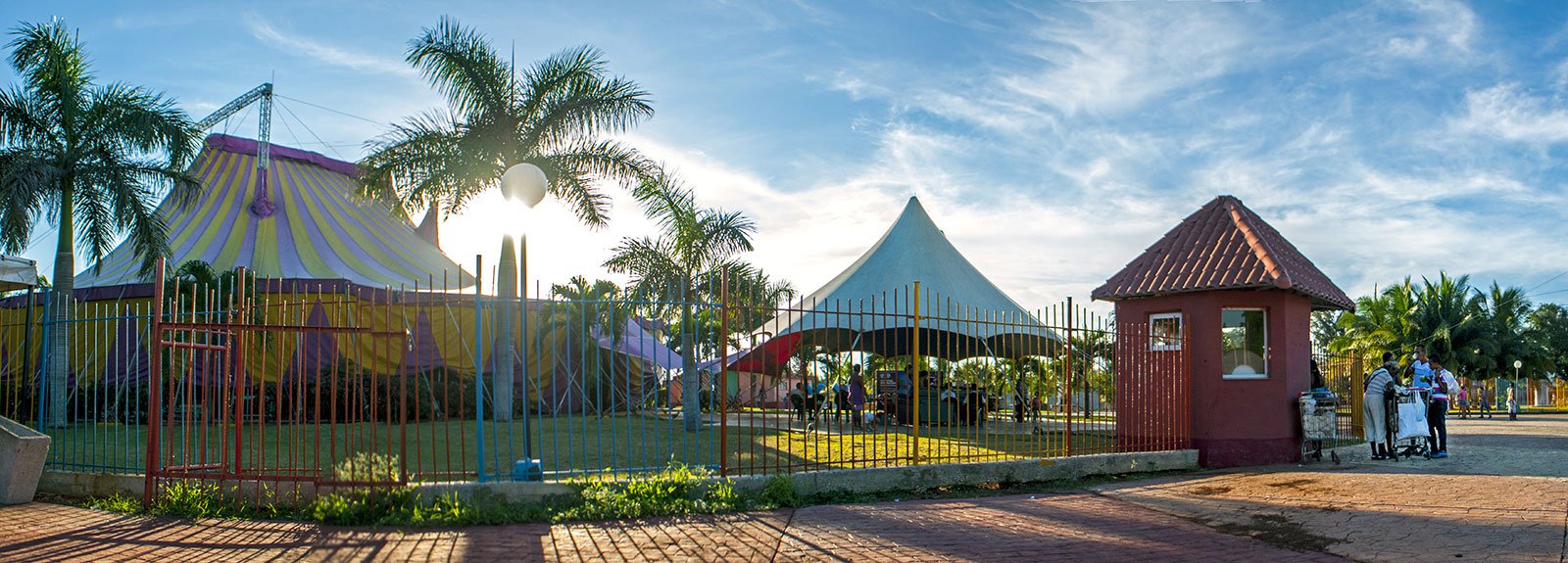 View of the yellow and violet place of the circus